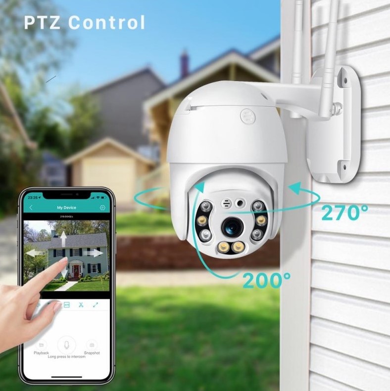 ICSee Αδιάβροχη Έξυπνη PTZ Κάμερα Ασφαλείας 3MP 1080p με WiFi - Αpp Εφαρμογή Παρακολούθησης - Νυχτερινή Λήψη & Μικρόφωνο